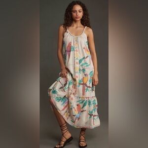 FARM Rio Cream Maxi Dress with Colorful Embroidery